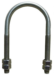 Empire - 1/2-13 UNC, 6-1/8" Long, Round U Bolt Clamp with No Mount Plate for 5" Pipe - 3" Thread Length, 5" Wide, Grade 304 Stainless Steel - Industrial Tool & Supply