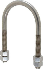 Empire - 1/2-13 UNC, 3-7/16" Long, Round U Bolt Clamp with No Mount Plate for 2-1/2" Pipe - 3" Thread Length, 3-3/4" Wide, Grade 304 Stainless Steel - Industrial Tool & Supply