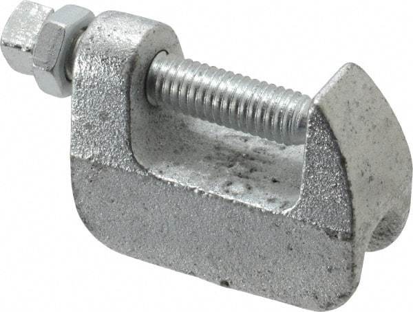 Empire - 1-1/4" Max Flange Thickness, 1/2" Rod Wide Jaw Top Beam Clamp - 500 Lb Capacity, Ductile Iron - Industrial Tool & Supply