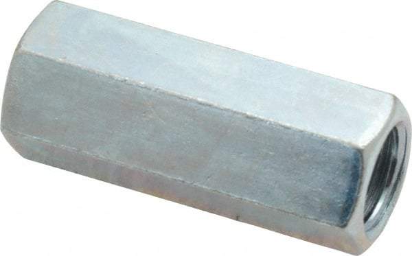 Empire - 5/8-11 Thread, 2-1/8" OAL Steel Standard Coupling Nut - Zinc-Plated Finish - Industrial Tool & Supply