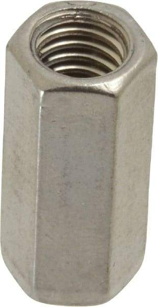 Empire - 3/8-16 Thread, 1-1/8" OAL Stainless Steel Standard Coupling Nut - Uncoated - Industrial Tool & Supply