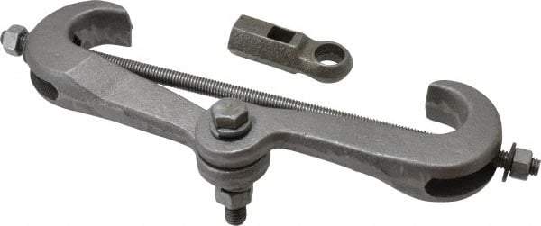 Empire - 0.6" Max Flange Thickness, 3/8" Rod Bottom Flange Mount Beam Clamp with Extension Piece - 610 Lb Capacity, Malleable Iron - Industrial Tool & Supply