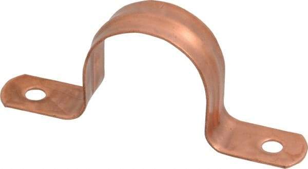 Empire - 1 Pipe, Carbon Steel, Copper Plated Pipe, Conduit or Tube Strap - 2 Mounting Holes - Industrial Tool & Supply