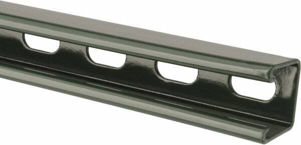 Empire - 10' Long x 1-5/8" Wide x 1-5/8" High, 12 Gauge, Carbon Steel, Punched Framing Channel & Strut - Green Painted - Industrial Tool & Supply