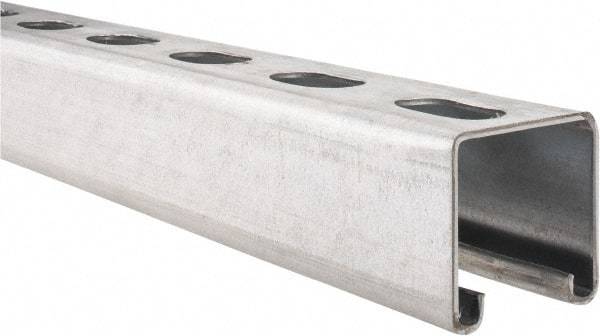 Empire - 10' Long x 1-5/8" Wide x 1-5/8" High, 14 Gauge, Carbon Steel, Punched Framing Channel & Strut - Pre-Galvanized - Industrial Tool & Supply