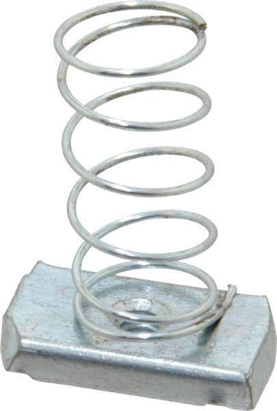 Empire - 1/4" Rod, Electro Galvanized Carbon Steel Spring Strut Nut - Used for Attaching Hanger Rod or Other Accessories to Strut - Industrial Tool & Supply