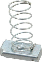 Empire - 1/4" Rod, Electro Galvanized Carbon Steel Spring Strut Nut - Used for Attaching Hanger Rod or Other Accessories to Strut - Industrial Tool & Supply