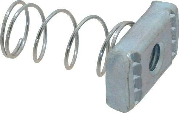 Empire - 3/8" Rod, Electro Galvanized Carbon Steel Spring Strut Nut - Used for Attaching Hanger Rod or Other Accessories to Strut - Industrial Tool & Supply