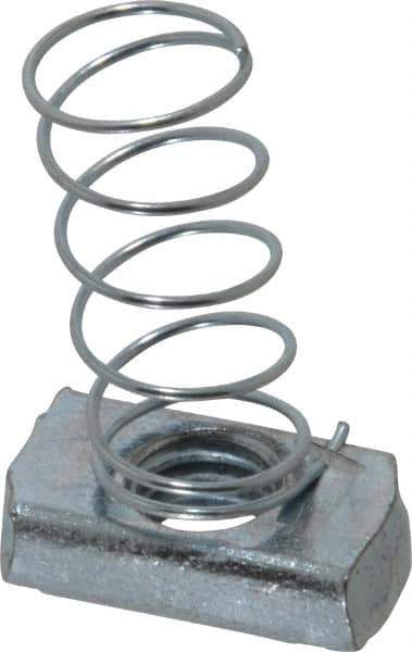 Empire - 1/2" Rod, Electro Galvanized Carbon Steel Spring Strut Nut - Used for Attaching Hanger Rod or Other Accessories to Strut - Industrial Tool & Supply