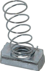 Empire - 1/2" Rod, Electro Galvanized Carbon Steel Spring Strut Nut - Used for Attaching Hanger Rod or Other Accessories to Strut - Industrial Tool & Supply