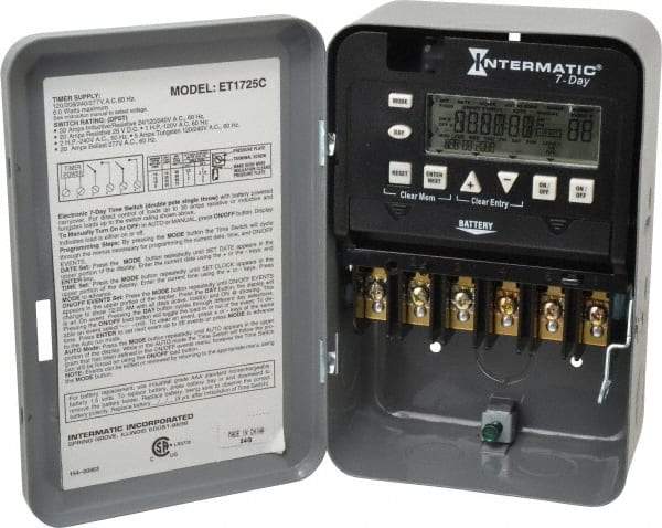 Intermatic - 7 Day Indoor Digital Electronic Timer Switch - 28 On/Off, 120/208/240/277 VAC, 50/60 Hz, - Industrial Tool & Supply