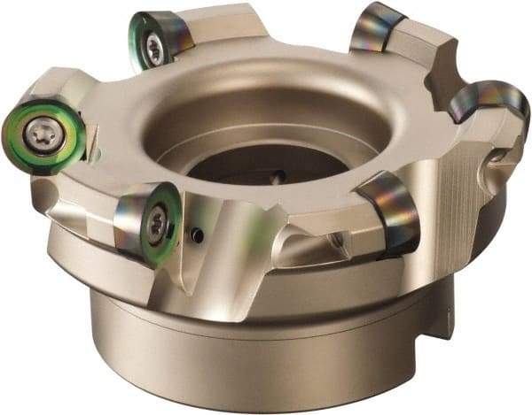 Sumitomo - 4" Cut Diam, 1/2" Max Depth, 1-1/4" Arbor Hole, 6 Inserts, QPMT 8424 Insert Style, Indexable Copy Face Mill - WRCX Cutter Style, 2" High, Series WaveMill - Industrial Tool & Supply