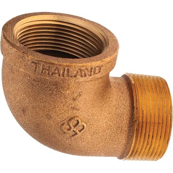 Merit Brass - Class 125, 1-1/2" Internal Pipe, Brass 90° Street Elbow - FNPT x MNPT - Industrial Tool & Supply