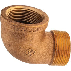 Merit Brass - Class 125, 1-1/2" Internal Pipe, Brass 90° Street Elbow - FNPT x MNPT - Industrial Tool & Supply