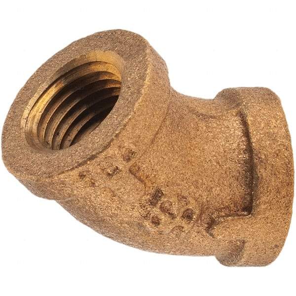 Merit Brass - Class 125, 1/4" Internal Pipe, Brass 45° Street Elbow - FNPT x FNPT - Industrial Tool & Supply
