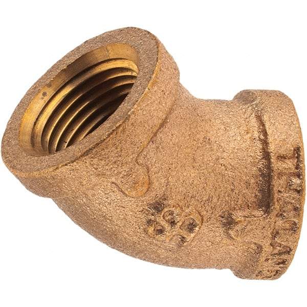 Merit Brass - Class 125, 1/2" Internal Pipe, Brass 45° Street Elbow - FNPT x FNPT - Industrial Tool & Supply