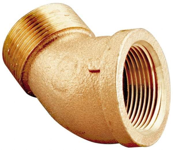 Merit Brass - Class 125, 1-1/2" Internal Pipe, Lead Free Brass 45° Street Elbow - FNPT x MNPT - Industrial Tool & Supply
