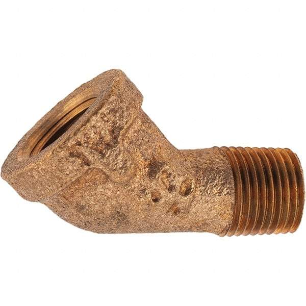 Merit Brass - Class 125, 1/8" Internal Pipe, Brass 45° Street Elbow - FNPT x MNPT - Industrial Tool & Supply
