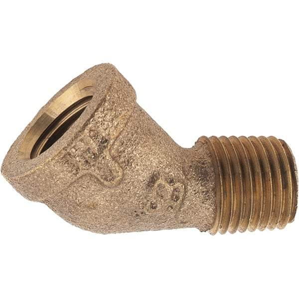 Merit Brass - Class 125, 1/4" Internal Pipe, Brass 45° Street Elbow - FNPT x MNPT - Industrial Tool & Supply