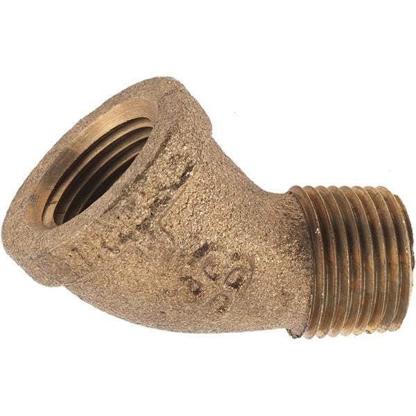 Merit Brass - Class 125, 3/8" Internal Pipe, Brass 45° Street Elbow - FNPT x MNPT - Industrial Tool & Supply