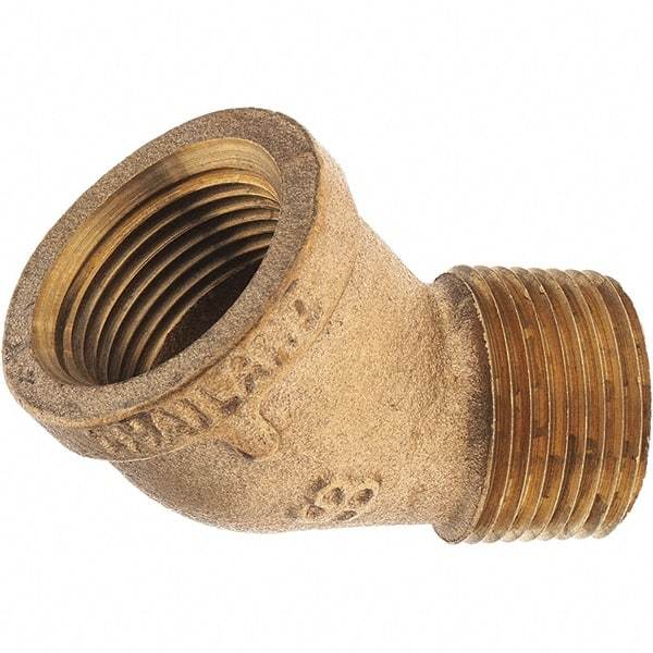 Merit Brass - Class 125, 3/4" Internal Pipe, Brass 45° Street Elbow - FNPT x MNPT - Industrial Tool & Supply