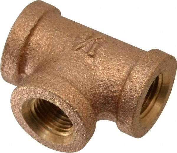 Merit Brass - Class 125, 3/8" Internal Pipe, Lead Free Brass Tee - FNPT x FNPT x FNPT - Industrial Tool & Supply