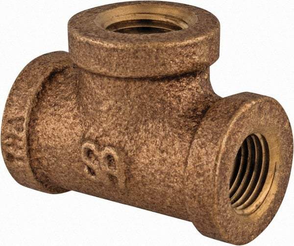 Merit Brass - Class 125, 1-1/2" Internal Pipe, Lead Free Brass Tee - FNPT x FNPT x FNPT - Industrial Tool & Supply