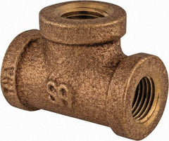 Merit Brass - Class 125, 1-1/4" Internal Pipe, Lead Free Brass Tee - FNPT x FNPT x FNPT - Industrial Tool & Supply