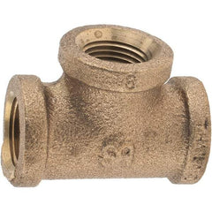 Merit Brass - Class 125, 3/8" Internal Pipe, Brass Tee - FNPT x FNPT x FNPT - Industrial Tool & Supply