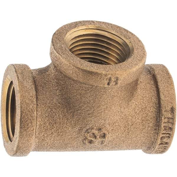 Merit Brass - Class 125, 1/2" Internal Pipe, Brass Tee - FNPT x FNPT x FNPT - Industrial Tool & Supply