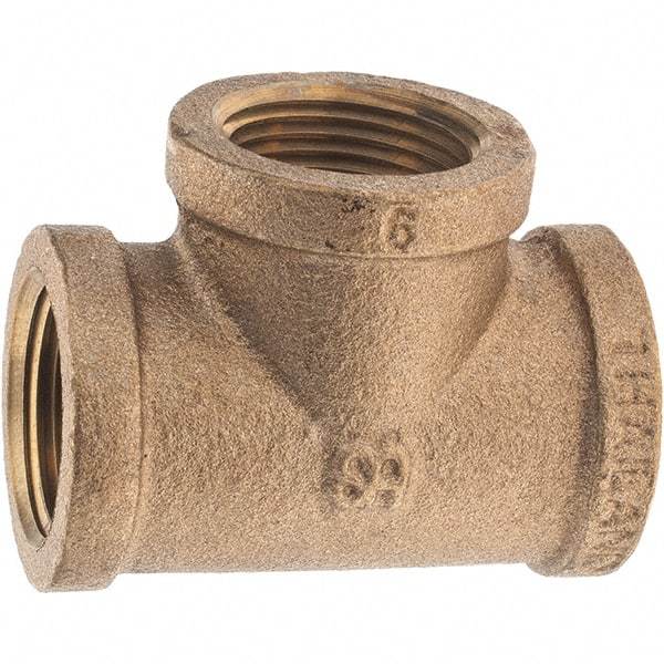 Merit Brass - Class 125, 3/4" Internal Pipe, Brass Tee - FNPT x FNPT x FNPT - Industrial Tool & Supply