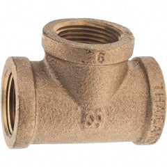 Merit Brass - Class 125, 3/4" Internal Pipe, Brass Tee - FNPT x FNPT x FNPT - Industrial Tool & Supply