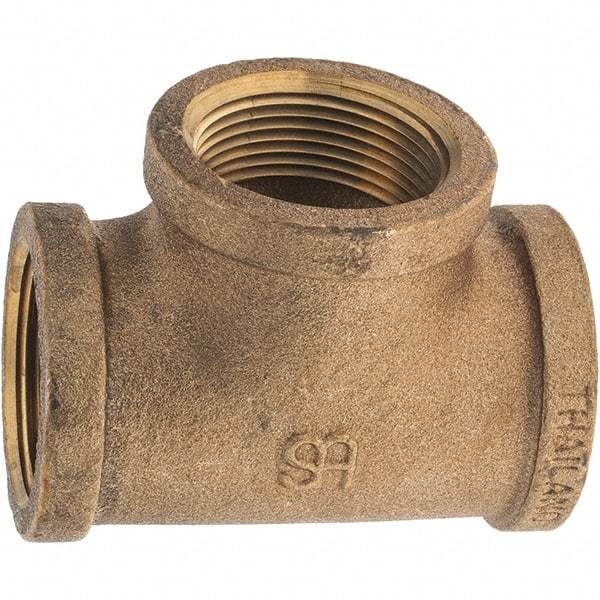 Merit Brass - Class 125, 1-1/4" Internal Pipe, Brass Tee - FNPT x FNPT x FNPT - Industrial Tool & Supply