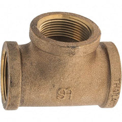Merit Brass - Class 125, 1-1/4" Internal Pipe, Brass Tee - FNPT x FNPT x FNPT - Industrial Tool & Supply