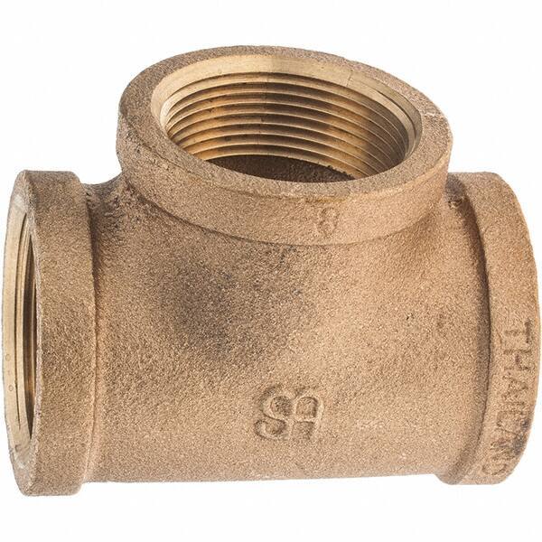 Merit Brass - Class 125, 1-1/2" Internal Pipe, Brass Tee - FNPT x FNPT x FNPT - Industrial Tool & Supply