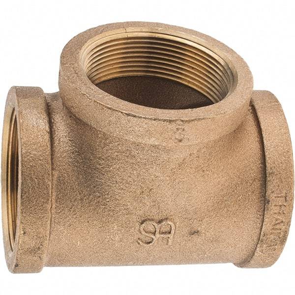 Merit Brass - Class 125, 2" Internal Pipe, Brass Tee - FNPT x FNPT x FNPT - Industrial Tool & Supply
