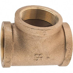 Merit Brass - Class 125, 2" Internal Pipe, Brass Tee - FNPT x FNPT x FNPT - Industrial Tool & Supply