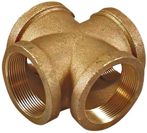 Merit Brass - Class 125, 1/2" Internal Pipe, Lead Free Brass Cross - FNPT - Industrial Tool & Supply