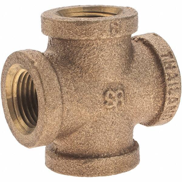 Merit Brass - Class 125, 3/8" Internal Pipe, Brass Cross - All FNPT - Industrial Tool & Supply