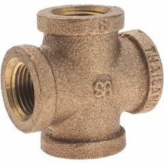 Merit Brass - Class 125, 3/8" Internal Pipe, Brass Cross - All FNPT - Industrial Tool & Supply