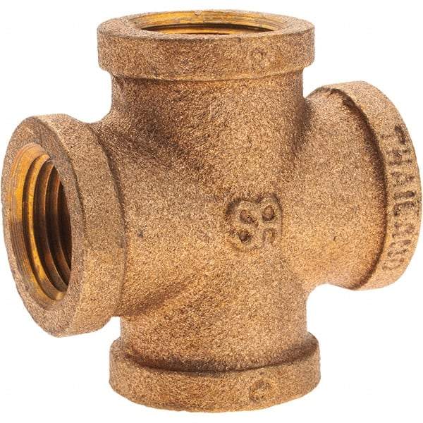 Merit Brass - Class 125, 1/2" Internal Pipe, Brass Cross - All FNPT - Industrial Tool & Supply