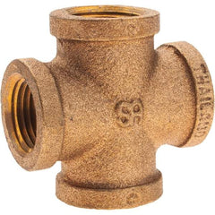 Merit Brass - Class 125, 1/2" Internal Pipe, Brass Cross - All FNPT - Industrial Tool & Supply