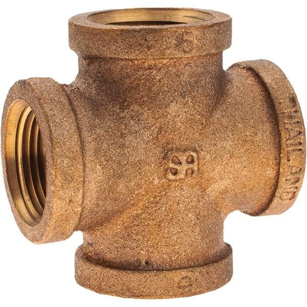 Merit Brass - Class 125, 3/4" Internal Pipe, Brass Cross - All FNPT - Industrial Tool & Supply