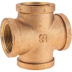 Merit Brass - Class 125, 1-1/4" Internal Pipe, Brass Cross - All FNPT - Industrial Tool & Supply