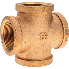 Merit Brass - Class 125, 1-1/2" Internal Pipe, Brass Cross - All FNPT - Industrial Tool & Supply