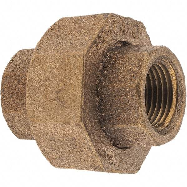 Merit Brass - Class 125, 3/8" Internal Pipe, Brass Union - FNPT x FNPT - Industrial Tool & Supply