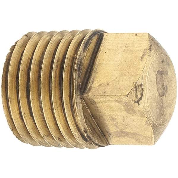 Merit Brass - Class 125, 1/4" Internal Pipe, Brass Square Head Plug - MNPT - Industrial Tool & Supply