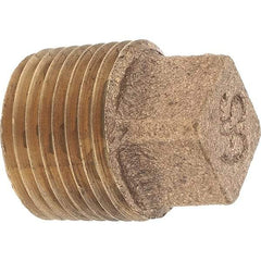 Merit Brass - Class 125, 3/8" Internal Pipe, Brass Square Head Plug - MNPT - Industrial Tool & Supply