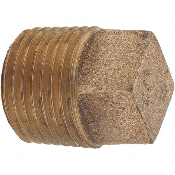 Merit Brass - Class 125, 1/2" Internal Pipe, Brass Square Head Plug - MNPT - Industrial Tool & Supply