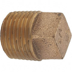 Merit Brass - Class 125, 1/2" Internal Pipe, Brass Square Head Plug - MNPT - Industrial Tool & Supply